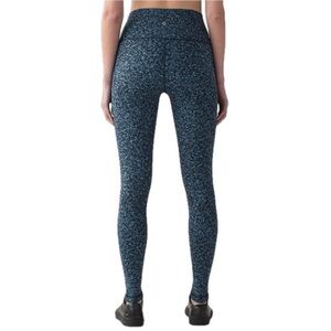 Lululemon Wunder Under High Rise Leggings Flashback Static Print | Size 6 | Blue